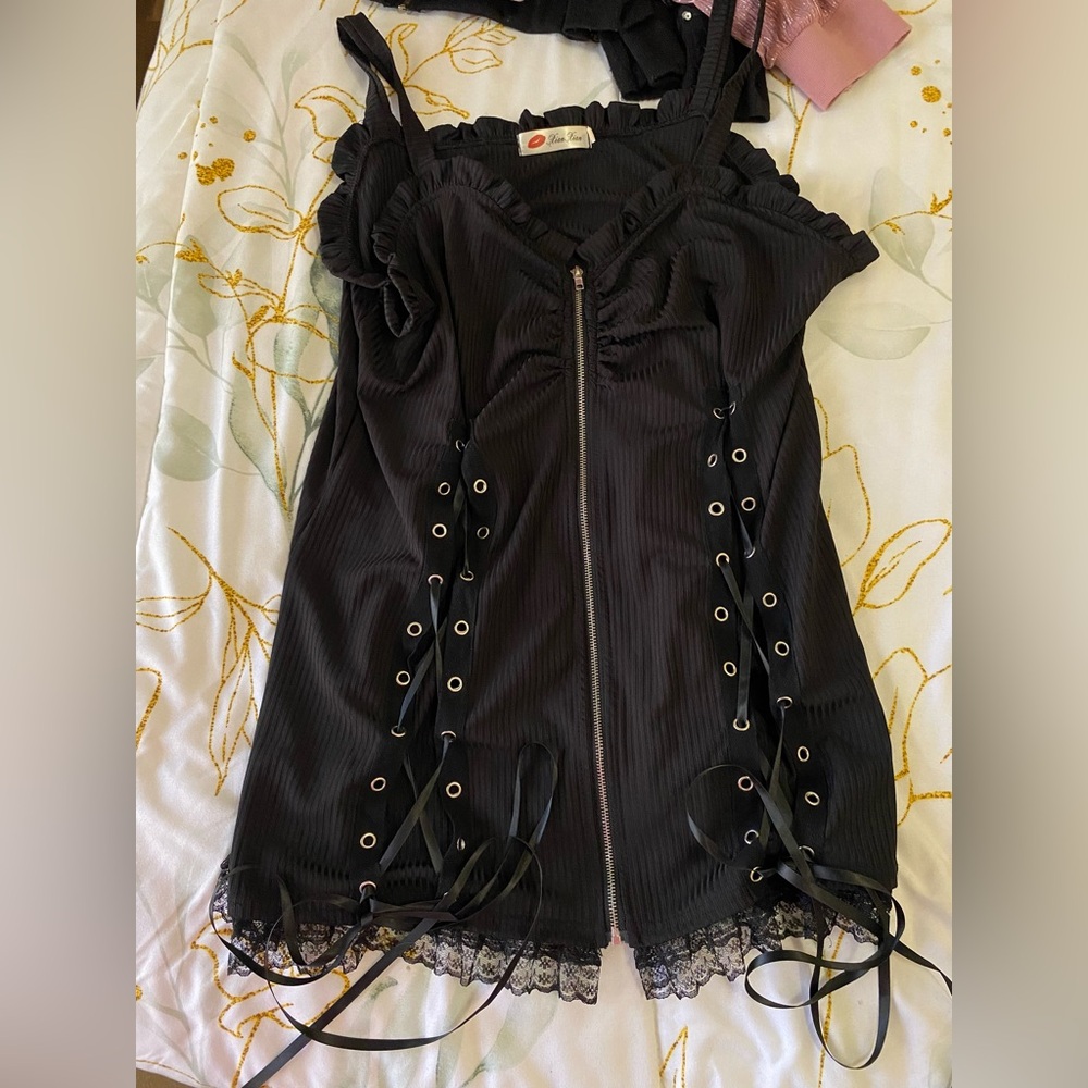 Black Zip-Up Corset Top
